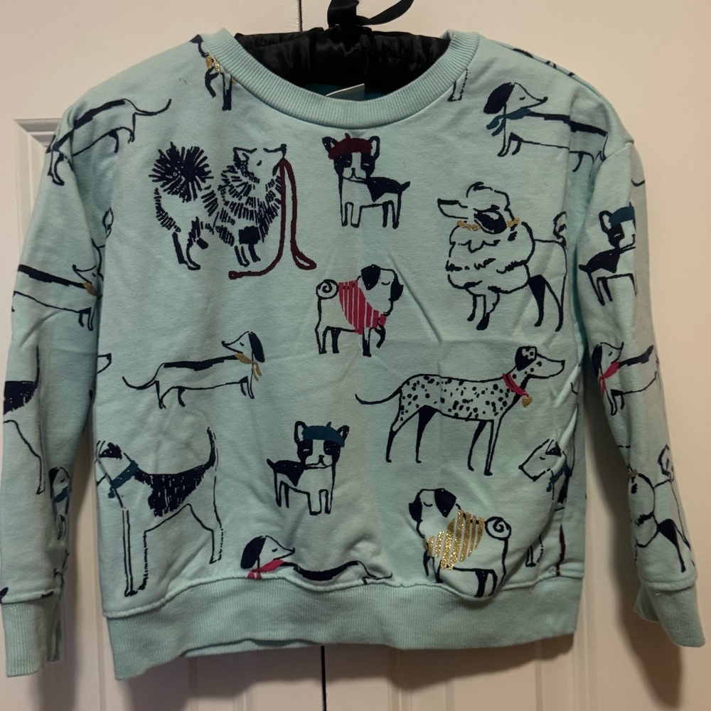 Girls‎ Dog Graphic Sweatshirt 5/6 Blue Sparkle Puppy Cute Cozy Top